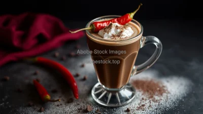 Mocha with chili spice garnish