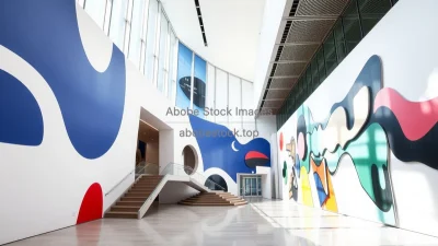 Modern art installation building with abstract layout