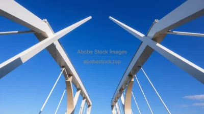 Modern bridge with asymmetrical supports