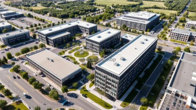 Modern business park with coherent structures