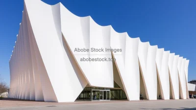 Modern cultural hall with folded facade