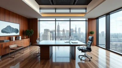 Modern executive office with large wooden desk