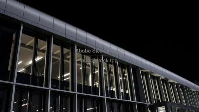 Modern government building with linear precision