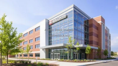 Modern medical center with structured facade