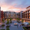 Modern mixed-use development with open plazas