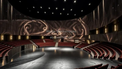 Modern opera theater with reflective surfaces