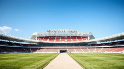 Modern stadium with dynamic shell structure