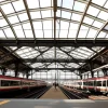 Modern train station with expansive skylights