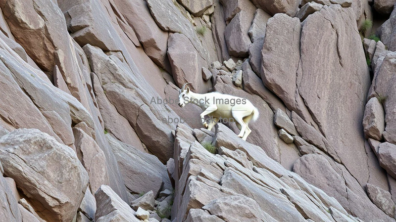 Mountain goat climbing rocky cliffs