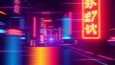 Neon glitch effects for digital graphics