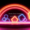 Neon glowing shapes for tech promotions