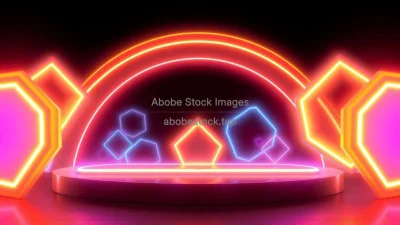 Neon glowing shapes for tech promotions
