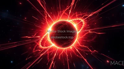 Neutron star with intense magnetic field and X ray jets deep space backdrop astrophysics concept