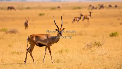 Nilgai standing in dry grasslands