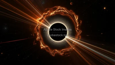 Photorealistic black hole with accretion disk and relativistic jets lensing background stars