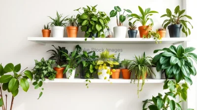 Plant shelfie of various indoor plants arranged aesthetically