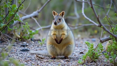 Quokka standing in bushland