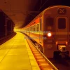Railway train braking with heat and friction visualized by infrared overlay applied physics scene