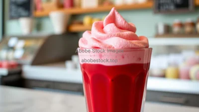 Red velvet latte with pink foam