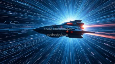 Relativistic spaceship bending starlight around it concept art special relativity visualization