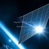 Solar sail spacecraft propelled by photons reflective surface in sunlight deep space background