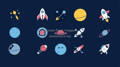 Space-themed icons and graphics