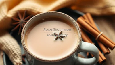 Spiced chai latte in ceramic mug