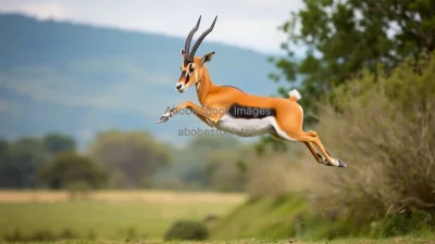 Springbok leaping gracefully