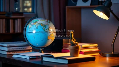 Study desk with globe