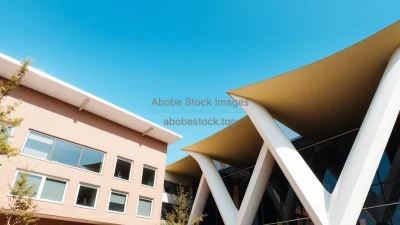 Sustainable campus building with sun shading fins