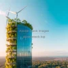 Sustainable tower with wind turbines integrated