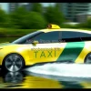 Taxi boat shaped car driving partially on water hybrid vehicle concept