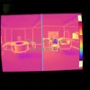 Thermal camera view comparing temperatures of objects infrared physics demonstration