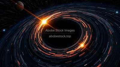 Time dilation effect near a rotating black hole distorted star field realistic general relativity concept