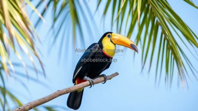 Toucan perched on a tropical branch