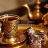 Turkish coffee in traditional cup with ornate patterns