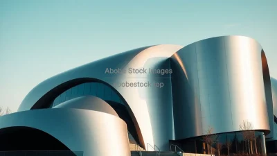 Ultra modern museum with curved metallic exterior