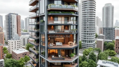 Urban micro-apartment tower with efficient layout