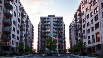 Urban residential block with modern symmetry