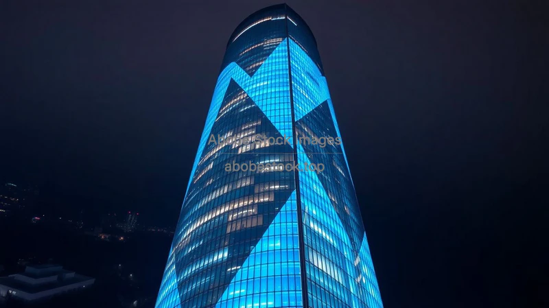 Urban tower with LED illuminated facade