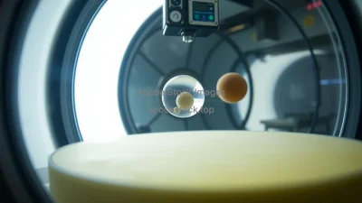 Vacuum chamber experiment showing objects in free fall microgravity demonstration clean lab