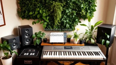 WHome music studio with keyboard