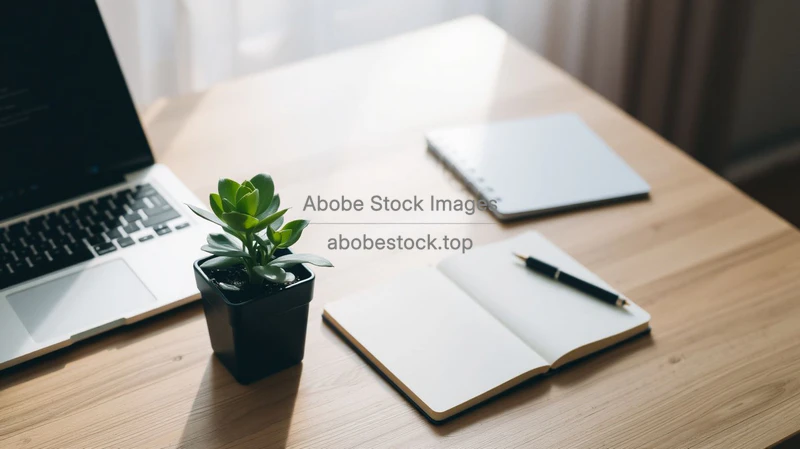 Wood desk with laptop